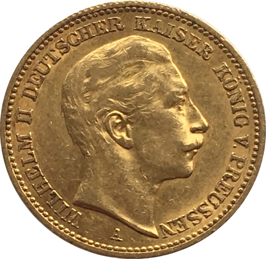 1901 Gold 20 Marks Germany Obverse
